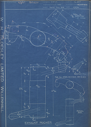 Matchless Motorcycles LTD 42/G4/E59/E / 010469 Exhaust Rocker WH Tildesley Forging Technical Drawing