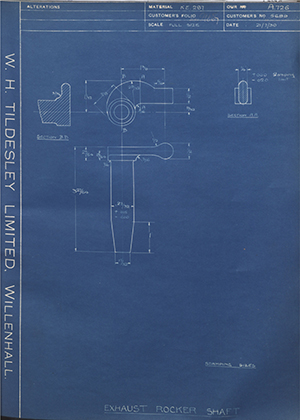 Matchless Motorcycles LTD 5689 Exhaust Rocker Shaft WH Tildesley Forging Technical Drawing