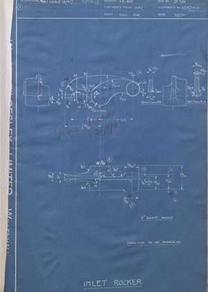 Matchless Motorcycles LTD E/7R/3476 / 019316 Inlet Rocker WH Tildesley Forging Technical Drawing