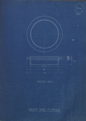 Matchless Motorcycles LTD HDH37 Right Side Flange WH Tildesley Forging Technical Drawing