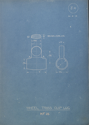 Matchless Motorcycles LTD HF65 Wheel Truss Clip Lug WH Tildesley Forging Technical Drawing