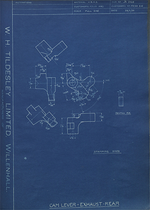 Matchless Motorcycles LTD MX2E 215 Cam Lever - Exhaust Rear WH Tildesley Forging Technical Drawing