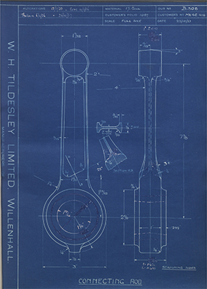 Matchless Motorcycles LTD MX4E 416 Connecting Rod WH Tildesley Forging Technical Drawing