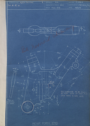 Matchless Motorcycles LTD W/41/G3L/F4 Rear Fork End WH Tildesley Forging Technical Drawing