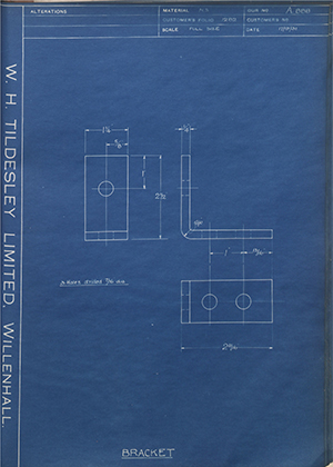 Mather & Platt Bracket WH Tildesley Forging Technical Drawing