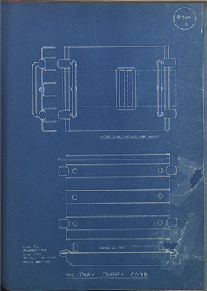 Military Curry Comb WH Tildesley Forging Technical Drawing