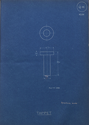 Morris Motors LTD 1028 Tappet WH Tildesley Forging Technical Drawing