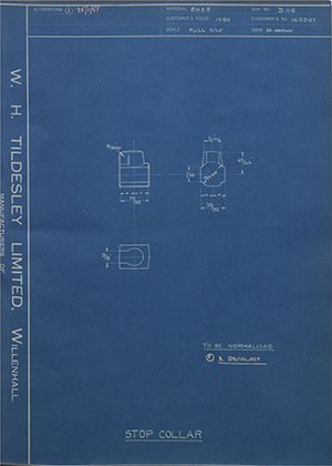 Morris Motors LTD 162207 Stop Collar WH Tildesley Forging Technical Drawing