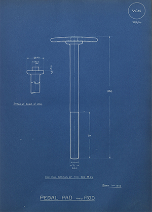 Morris Motors LTD 1813 Pedal Pad & Rod WH Tildesley Forging Technical Drawing