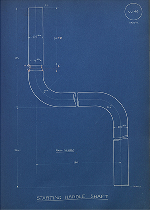 Morris Motors LTD 1864 Starting Handle Shaft WH Tildesley Forging Technical Drawing