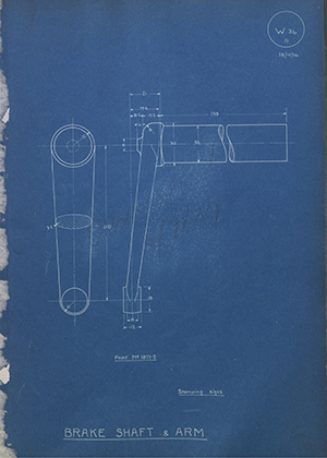 Morris Motors LTD 1877-S Brake Shaft & Arm WH Tildesley Forging Technical Drawing