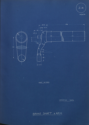 Morris Motors LTD 1923 Brake Shaft & Arm WH Tildesley Forging Technical Drawing