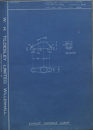 Morris Motors LTD 24061 Exhaust Manifold Clamp WH Tildesley Forging Technical Drawing