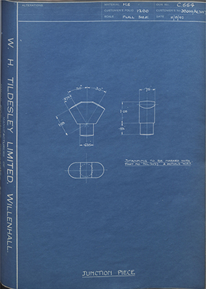 Morris Motors LTD 38044/NL2027 Junction Piece WH Tildesley Forging Technical Drawing