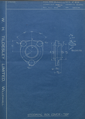 Morris Motors LTD A3541 Steering Box Cover - Top WH Tildesley Forging Technical Drawing