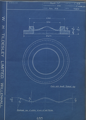 Morris Motors LTD C4008401 Cam WH Tildesley Forging Technical Drawing