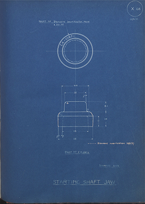 Morris Motors LTD CA1087S Starting Shaft Jaw WH Tildesley Forging Technical Drawing