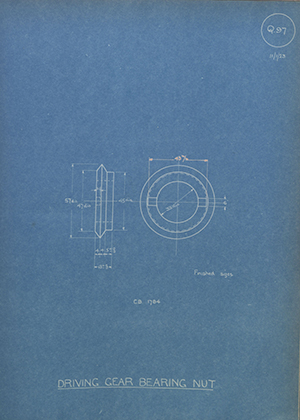 Morris Motors LTD CB1784 Driving Gear Bearing Unit WH Tildesley Forging Technical Drawing