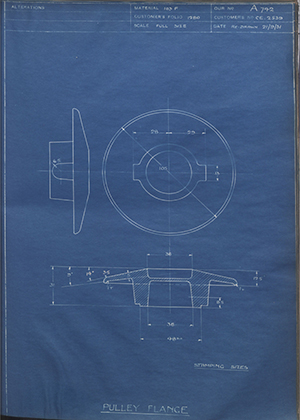 Morris Motors LTD CE2539 Pulley Flange WH Tildesley Forging Technical Drawing