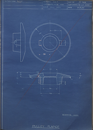 Morris Motors LTD CE2539 Pulley Flange WH Tildesley Forging Technical Drawing