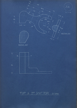 Morris Motors LTD CY2970 Top & 2nd Shifter WH Tildesley Forging Technical Drawing