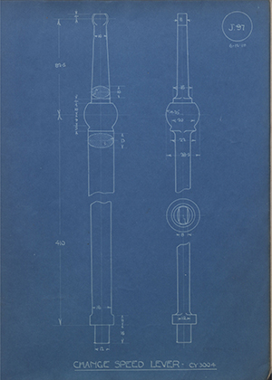 Morris Motors LTD CY3004 Change Speed Lever WH Tildesley Forging Technical Drawing