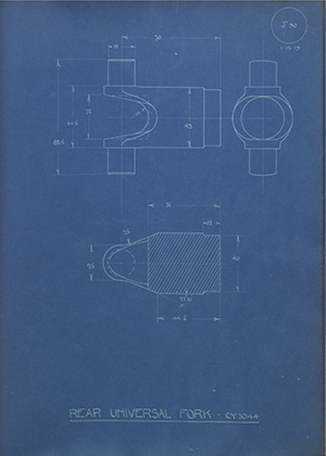 Morris Motors LTD CY3044 Rear Universal Fork WH Tildesley Forging Technical Drawing