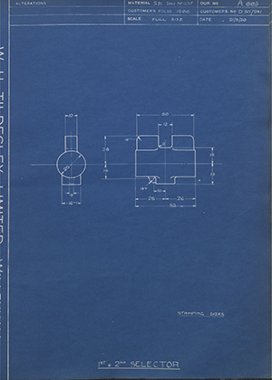 Morris Motors LTD D517/241 1st & 2nd Selector WH Tildesley Forging Technical Drawing