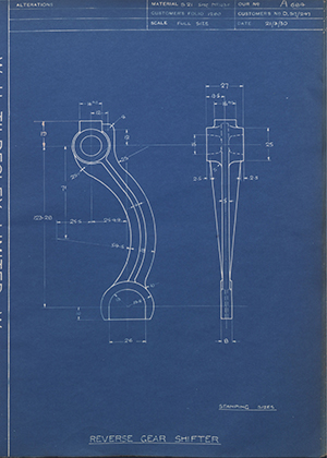 Morris Motors LTD D517/247 Reverse Gear Shifter WH Tildesley Forging Technical Drawing