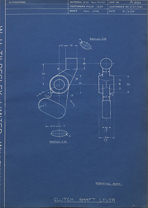 Morris Motors LTD D517/261 Clutch Shaft Lever WH Tildesley Forging Technical Drawing