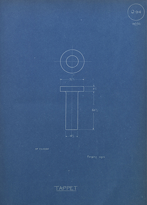 Morris Motors LTD FA2760 Tappet WH Tildesley Forging Technical Drawing