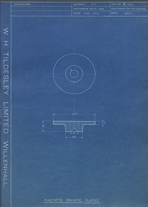 Morris Motors LTD MM85042 Magneto Driving Flange WH Tildesley Forging Technical Drawing