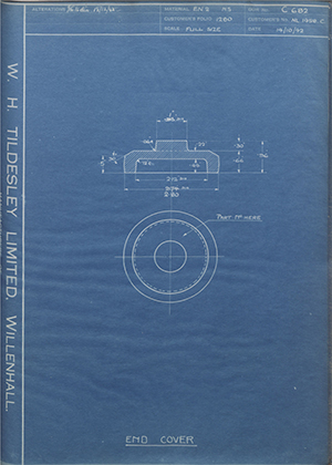 Morris Motors LTD NL1458C End Cover WH Tildesley Forging Technical Drawing