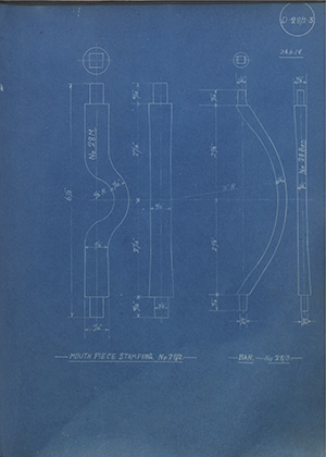 Mouth Piece Stamping - No28/2 - Bar No28/3 WH Tildesley Forging Technical Drawing