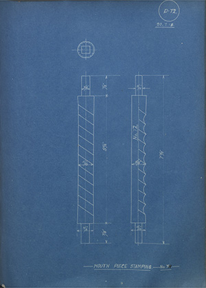 Mouth Piece Stamping - No72 WH Tildesley Forging Technical Drawing