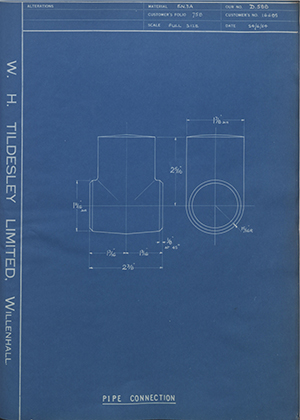 National Gas & Oil Engine Co LTD 16685 Pipe Connection WH Tildesley Forging Technical Drawing