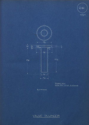 Norman Burton & Brothers 60535 Valve Plunger WH Tildesley Forging Technical Drawing