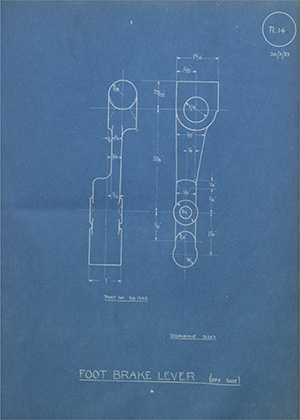 Norman Burton & Brothers BB1336 Foot Brake Lever - Off Side WH Tildesley Forging Technical Drawing