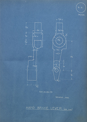 Norman Burton & Brothers BB1337 Hand Brake Lever - Off Side WH Tildesley Forging Technical Drawing