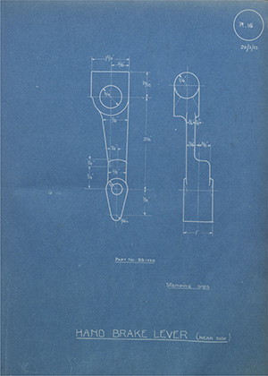 Norman Burton & Brothers BB1338 Hand Brake Lever - Near Side WH Tildesley Forging Technical Drawing