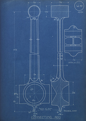 Norman Burton & Brothers Connecting Rod WH Tildesley Forging Technical Drawing