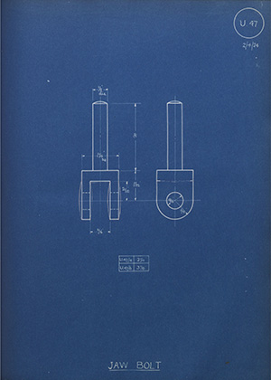 Norman Burton & Brothers Jaw Bolt WH Tildesley Forging Technical Drawing