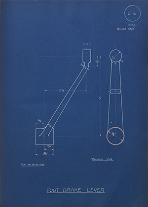 Norman Burton & Brothers MV33-5192 Foot Brake Lever WH Tildesley Forging Technical Drawing