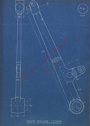 Norman Burton & Brothers RM342 Foot Brake Lever WH Tildesley Forging Technical Drawing