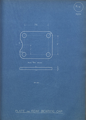 Norman Burton & Brothers RM621 Plate for Rear Bearing Cap WH Tildesley Forging Technical Drawing