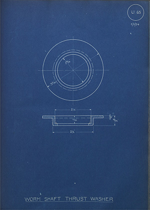 Norman Burton & Brothers Worm Shaft Thrust Washer WH Tildesley Forging Technical Drawing