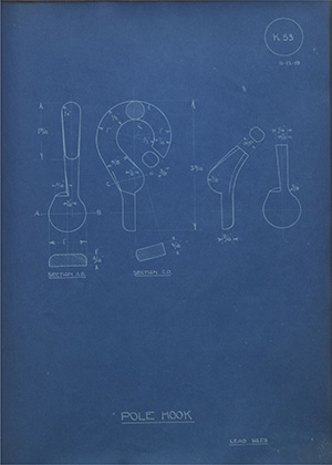 North Taylor & Son Pole Hook WH Tildesley Forging Technical Drawing