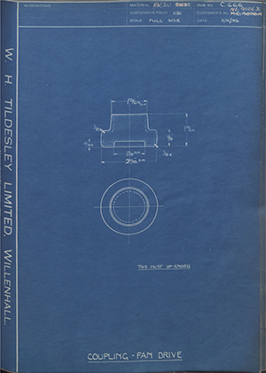 Nuffield Mechanizations & Aero LTD HC4090A / NL4086B Coupling - Fan Drive WH Tildesley Forging Technical Drawing