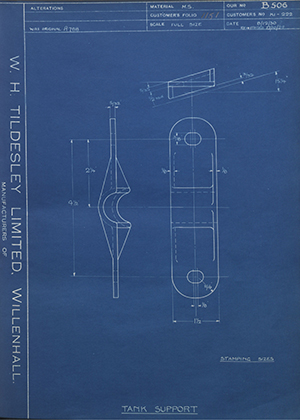 Nuffield Mechanizations & Aero LTD K1-222 Tank Support WH Tildesley Forging Technical Drawing