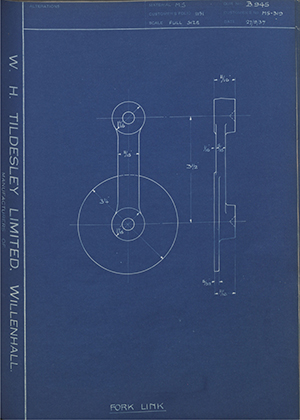 Nuffield Mechanizations & Aero LTD M5-319 Fork Link WH Tildesley Forging Technical Drawing